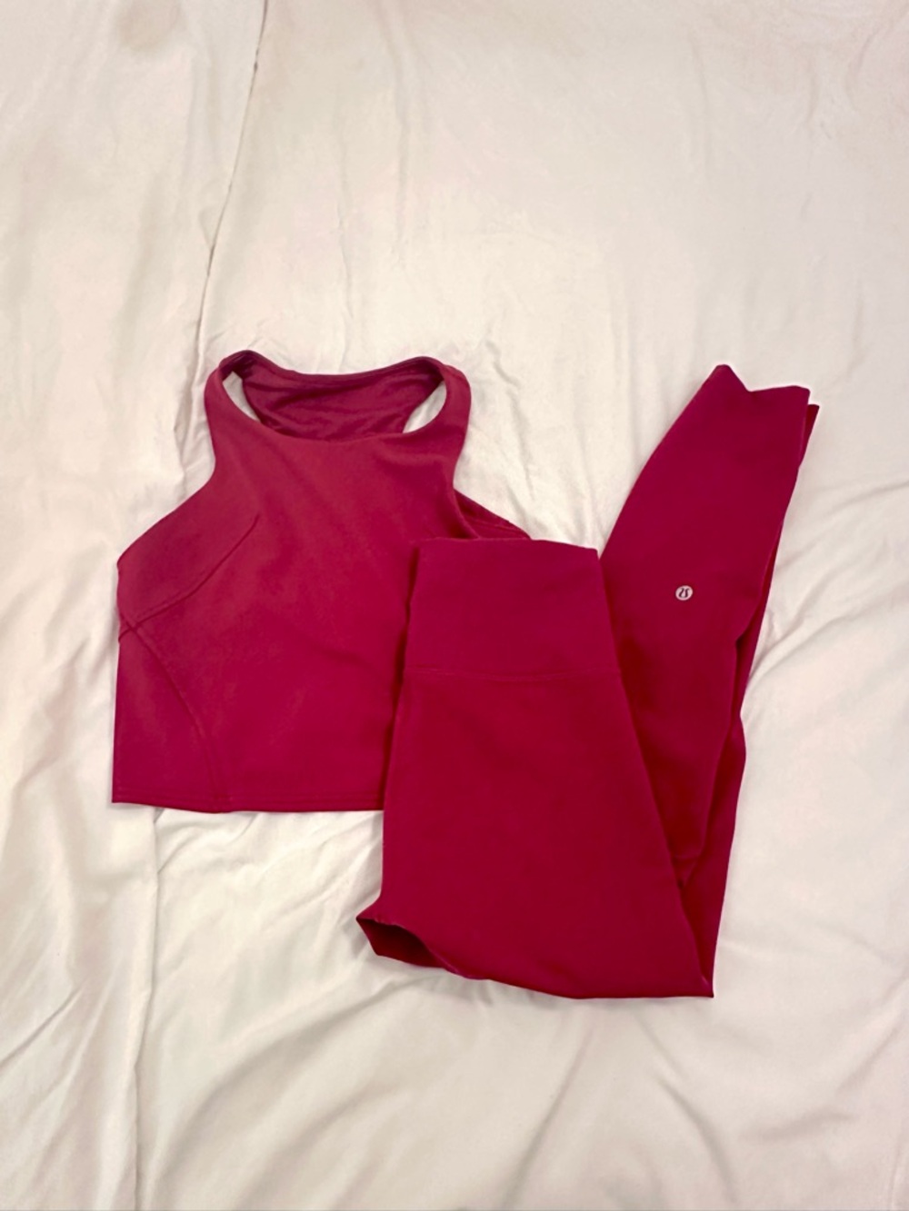 lululemon athletica Women's Magenta High-Rise Leggings & Crop Tank Set